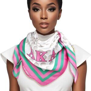 Polished Perfection: AKA Sorority Pearl Print Square Scarf